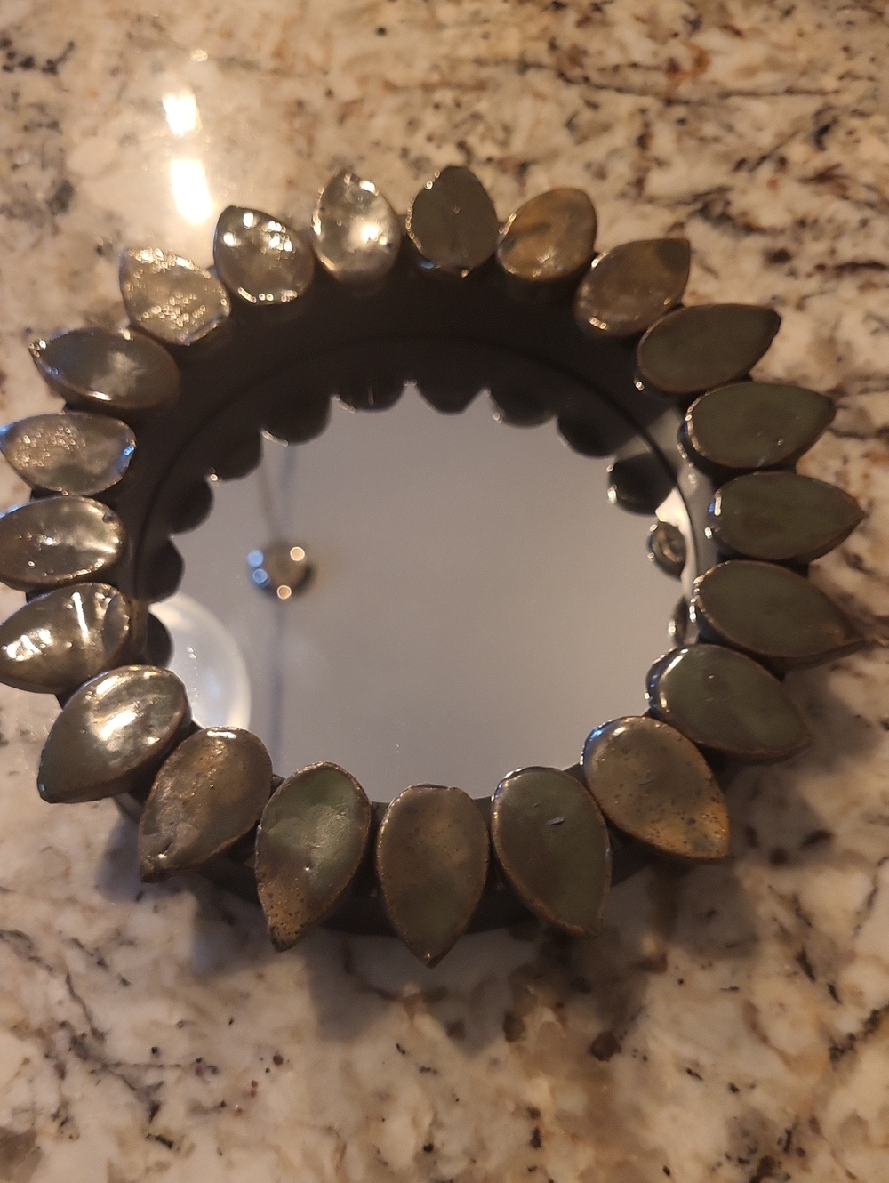 Small Upcycled Mirror With Handmade Ceramic Teardrops